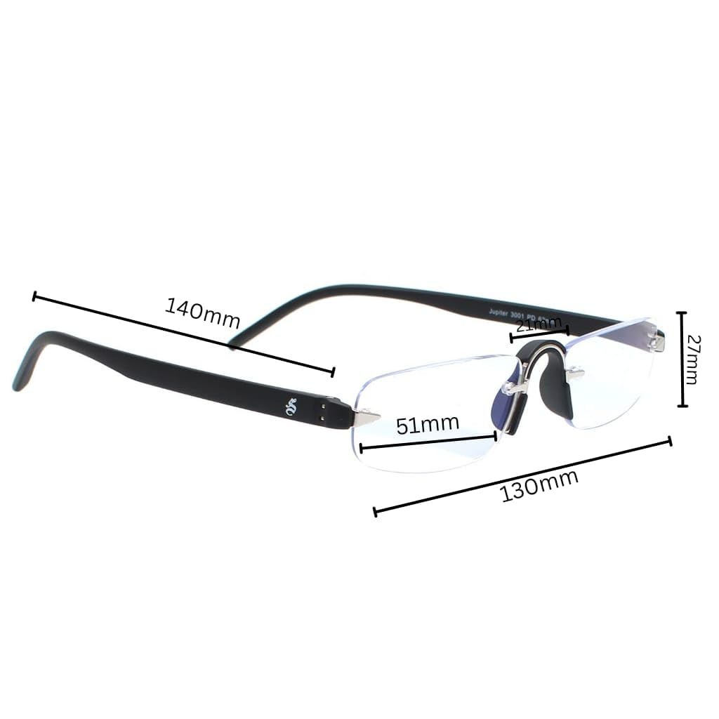 Esperto Jupiter Black rimless blue cut reading glasses, view 3