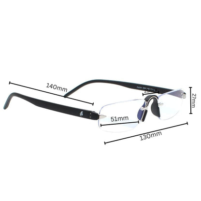 Esperto Jupiter Black rimless blue cut reading glasses, view 3