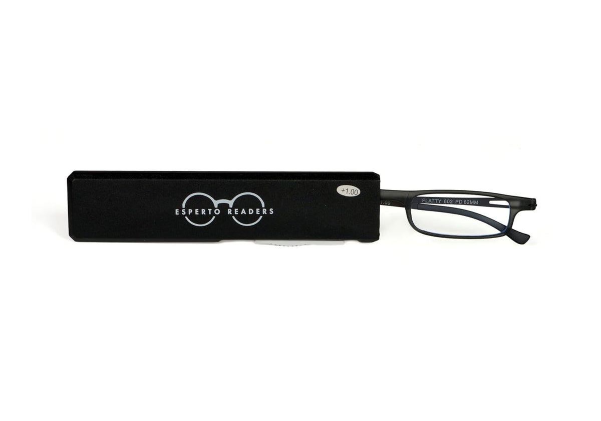 Esperto Flatty Gray reading glasses with case