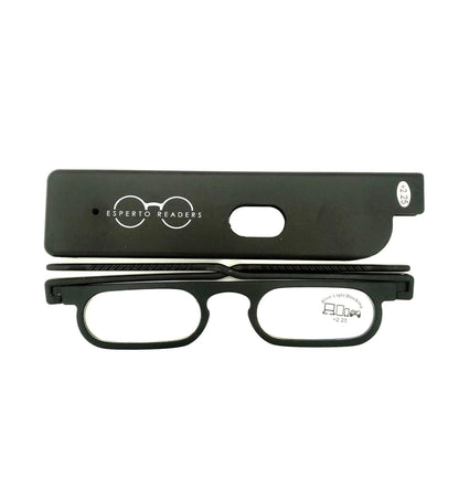 Esperto Move On thin blue cut reading glasses Black, with slim case