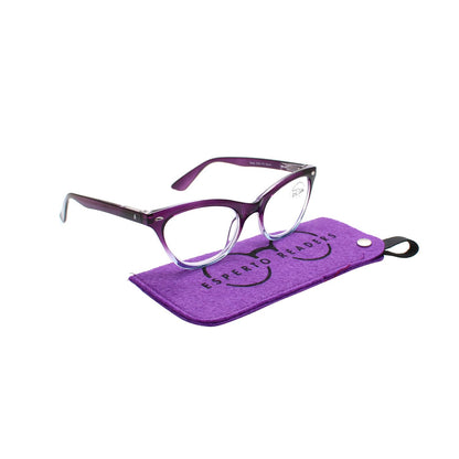 Esperto Catty Purple reading glasses with case