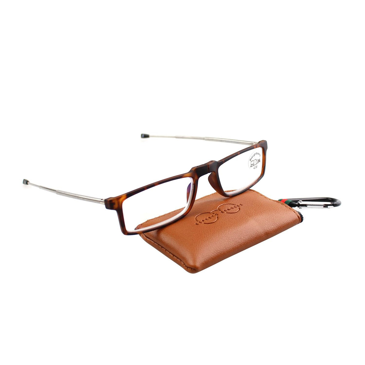 Esperto Earth Brown reading glasses with case