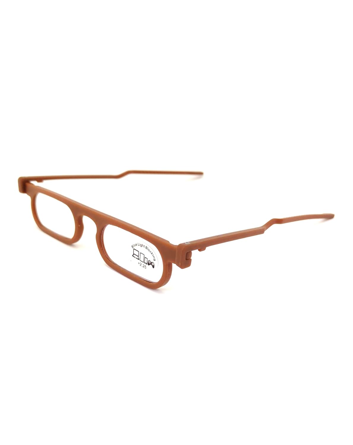 Esperto Move On thin blue cut reading glasses Brown, angled view