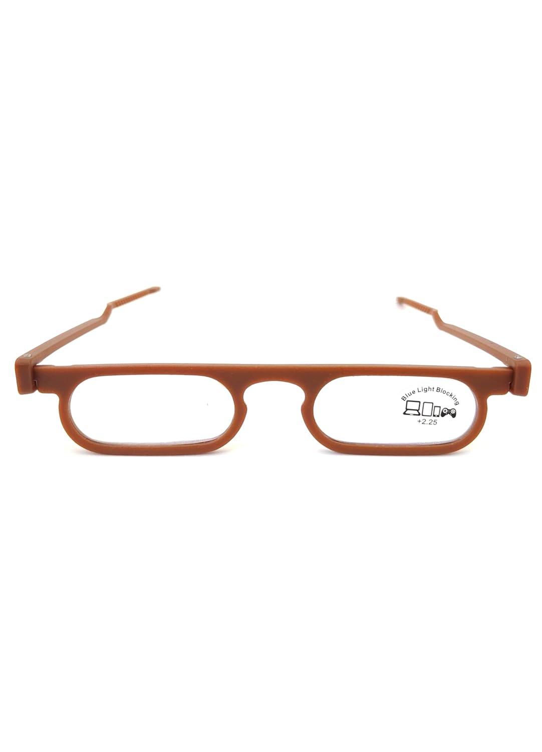 Esperto Move On thin blue cut reading glasses Brown, front view