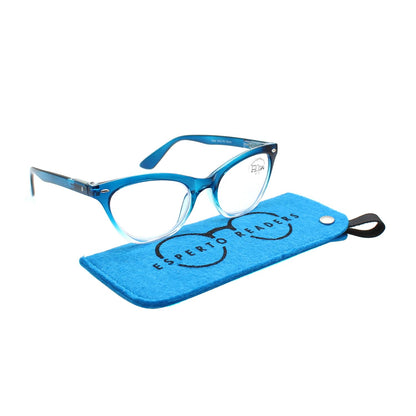 Esperto Catty Blue reading glasses with case