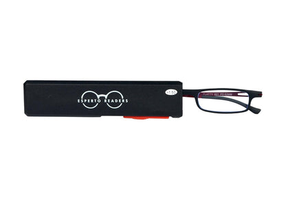 Esperto Flatty Black reading glasses with case