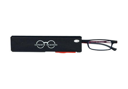 Esperto Flatty Black reading glasses with case