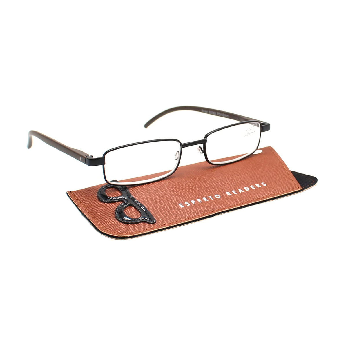 Esperto River Brown reading glasses with case