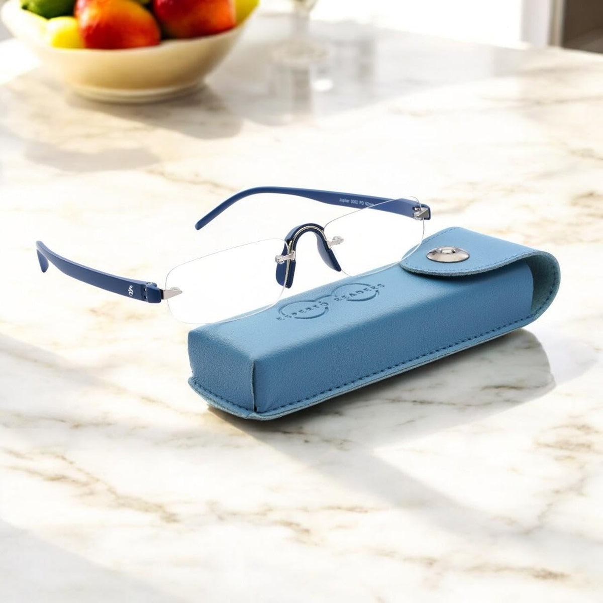 Esperto Jupiter Blue rimless blue cut reading glasses, view 3