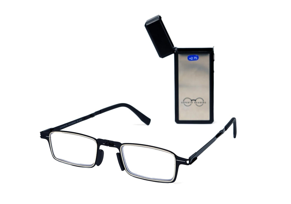 Esperto Lighter Black reading glasses with case