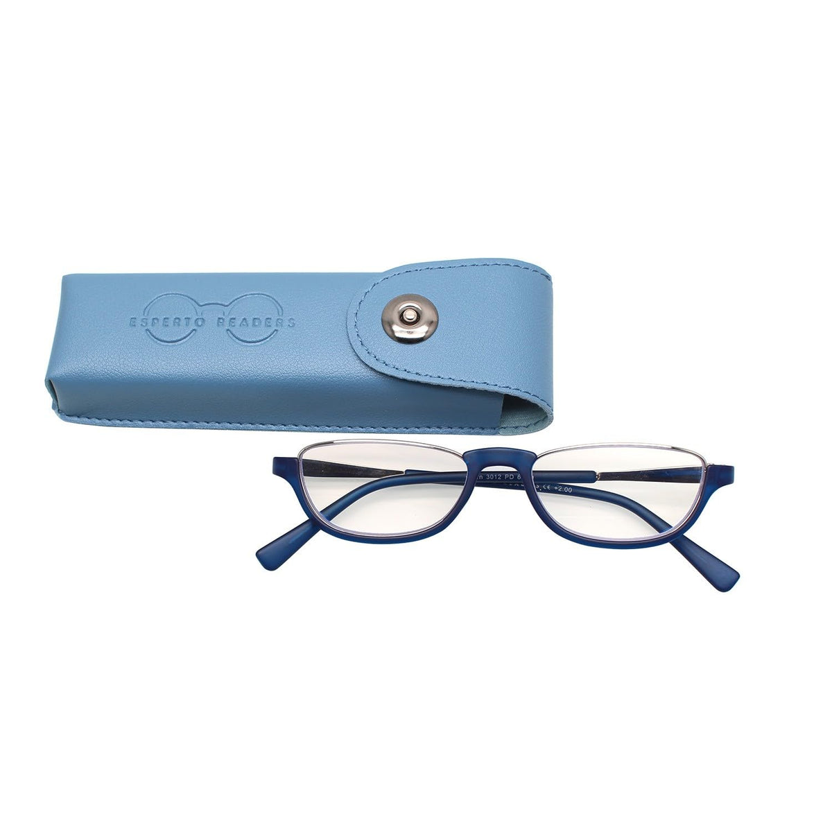 Esperto Saturn Blue blue cut reading glasses, with case