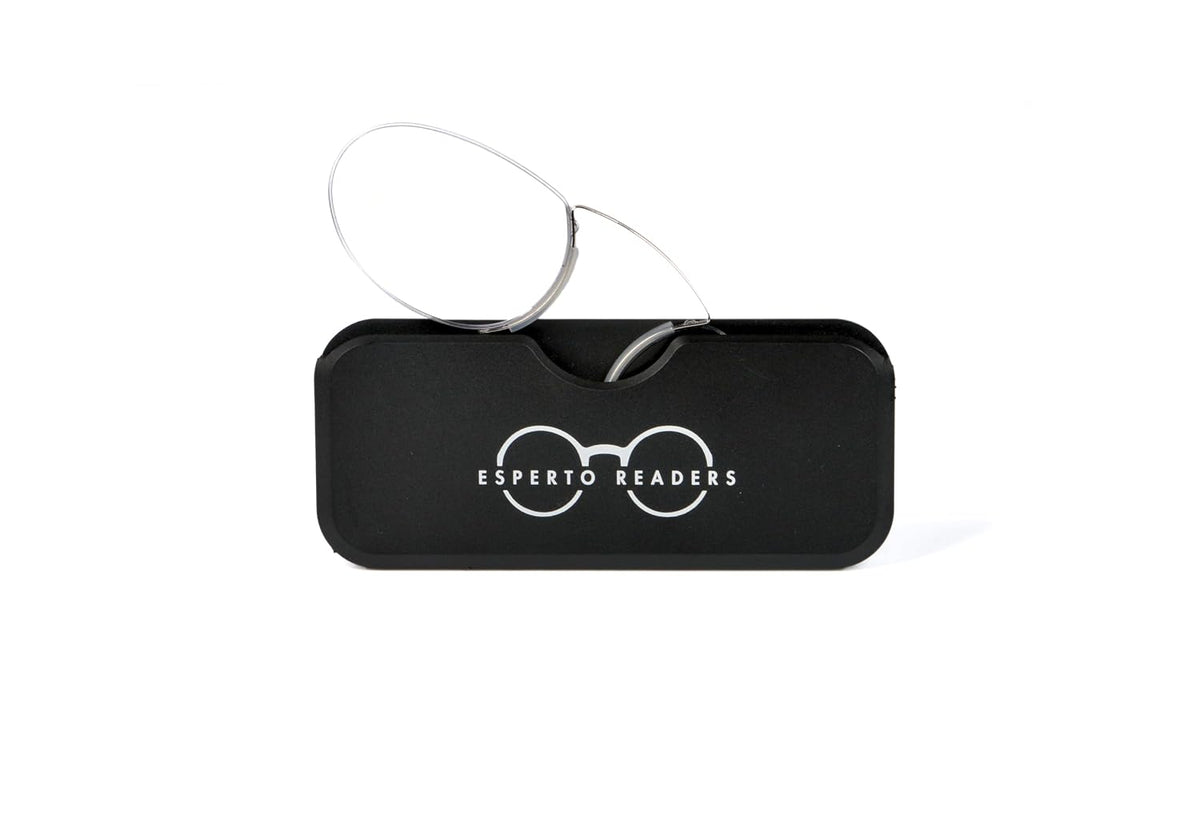 Esperto Nosey Silver reading glasses with case