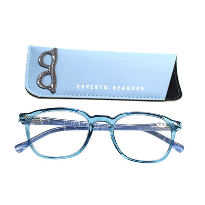 Esperto Rainy Blue reading glasses with case