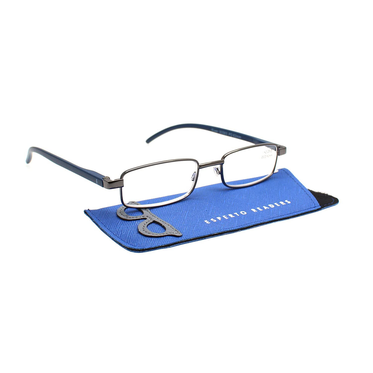 Esperto River Blue reading glasses with case