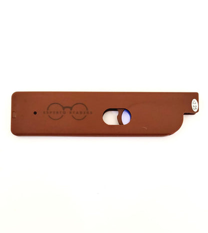 Esperto Move On thin blue cut reading glasses Brown, case