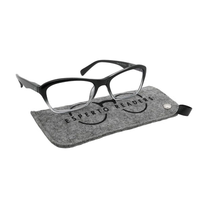 Esperto Birdie Black reading glasses with case