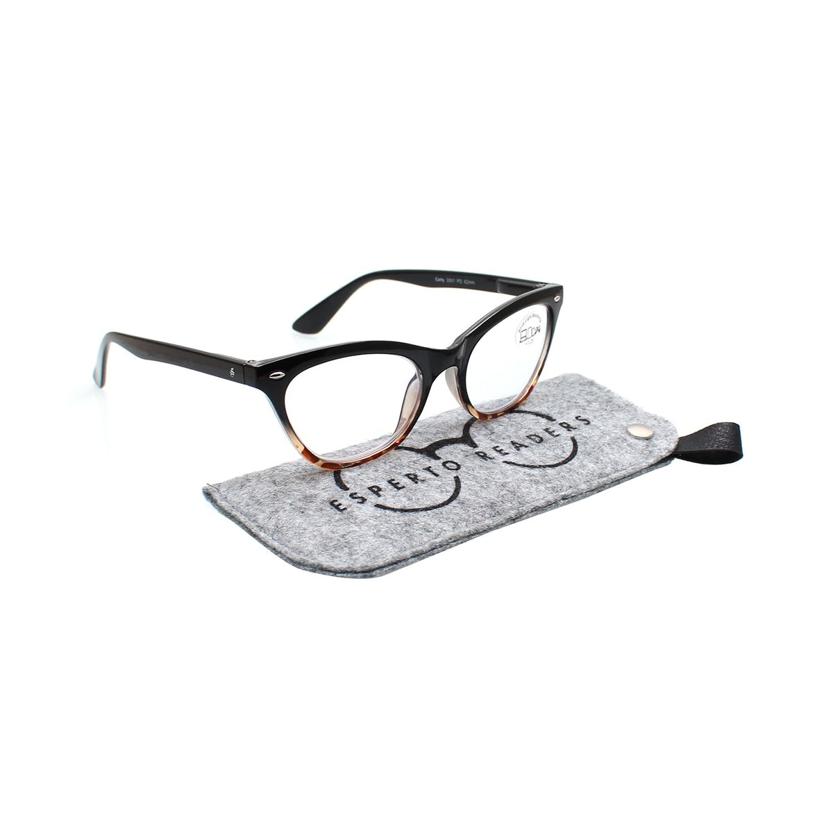 Esperto Catty Black reading glasses with case