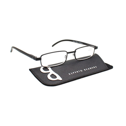 Esperto River Black reading glasses with case