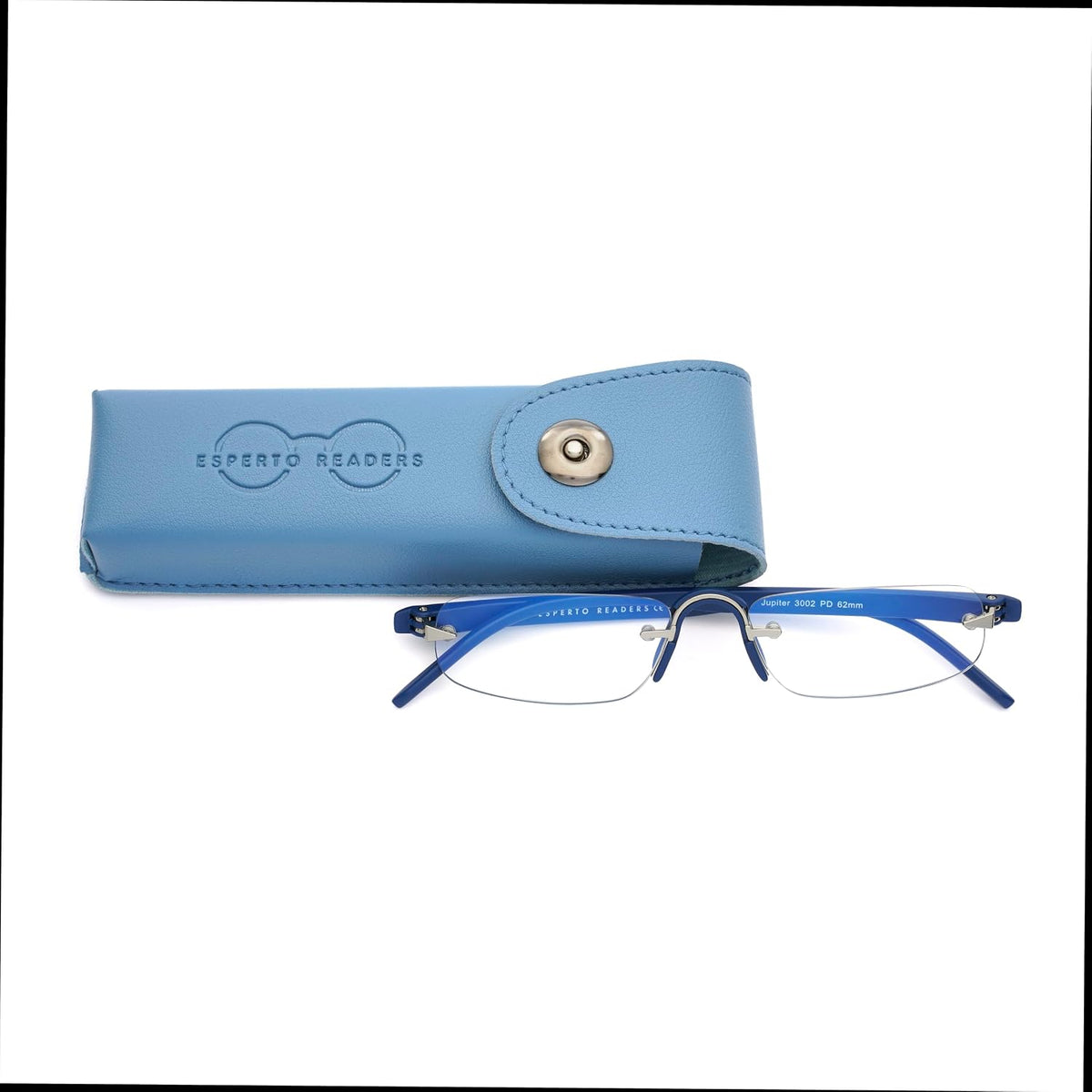 Esperto Jupiter Blue rimless blue cut reading glasses, view 2