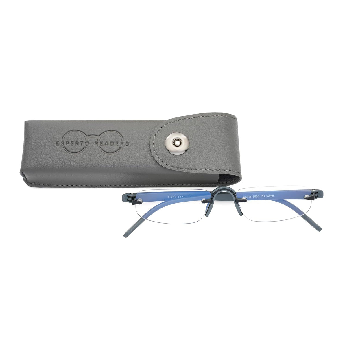 Esperto Jupiter Gray rimless blue cut reading glasses, view 2