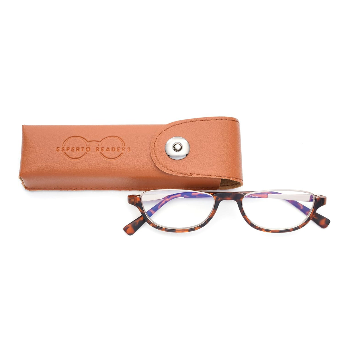 Esperto Saturn Brown blue cut reading glasses, with case