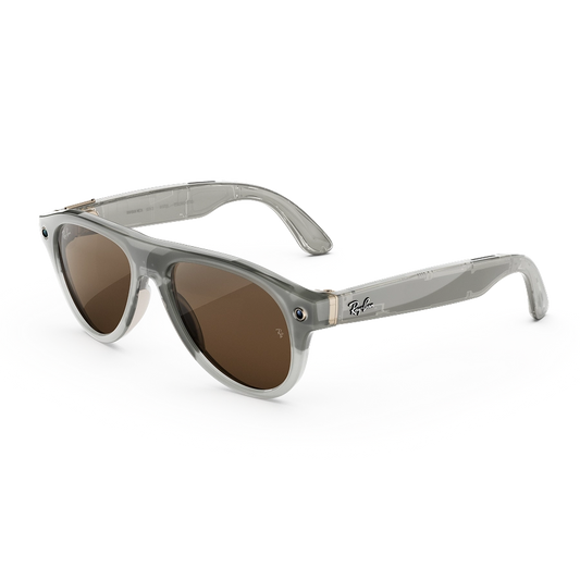 Ray-Ban Meta Aviator (Gen 3) AI smart glasses, milky warm beige frame, Brown Transitions lenses