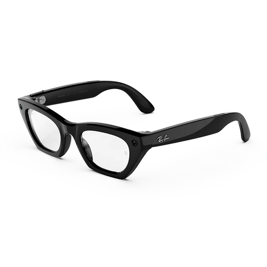 Ray-Ban Meta Zena (Gen 3) AI smart glasses, shiny black frame, Clear lenses
